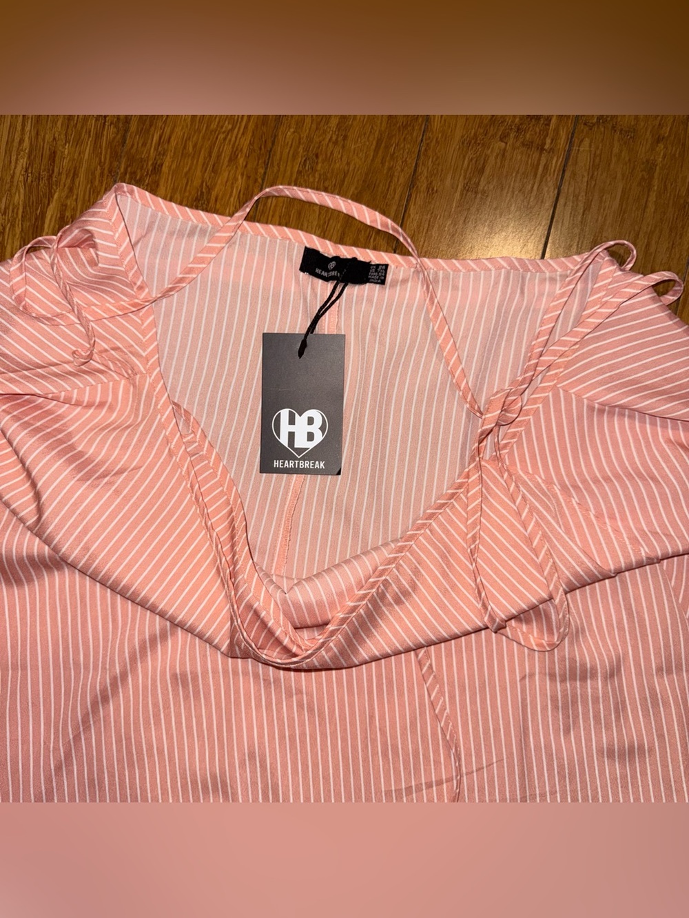 ASOS Curve Wrap Tie Pale Pink Striped Mini Skater Skirt Heartbreak Plus Size 24 - Picture 8 of 8